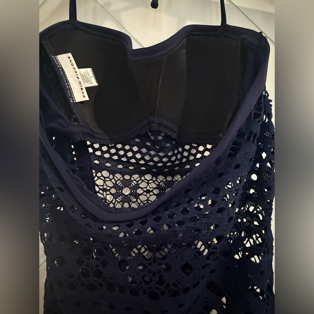 Robin Piccone Penelope Crochet One-Piece Swimsuit – Navy – Size 8 - Picture 13 of 13